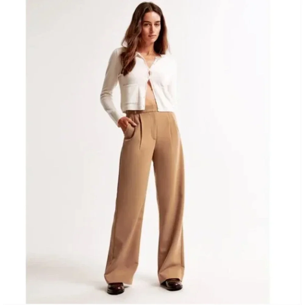 ABERCROMBIE & FITCH Sloane Tailored Pant Tan Wide Leg Sz 28/6S NWT $90 {GG29} - Picture 7 of 11